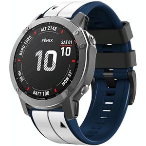 Voor Garmin Fenix 7X Verticale Strepen Tweekleurige siliconen horlogeband (wit donkerblauw)