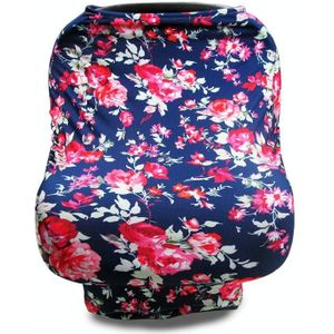 Multifunctional Enlarged Stroller Windshield Breastfeeding Towel Baby Seat Cover(Purple Flowers)
