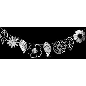 Hollow Flowers Leaves Wall Applique String Decoration Wedding Birthday Party Holiday Decoration  Style:Section A Hollow Flowers and Leaves(Silver)