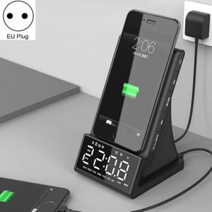 X7 Multifunctional Wireless Charging Bluetooth Speaker with Alarm Clock & Radio & Remote Control  Specification: EU Plug