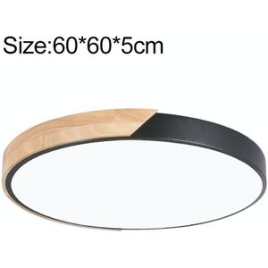 Wood Macaron LED Round Ceiling Lamp  Stepless Dimming  Size:60cm(Black)