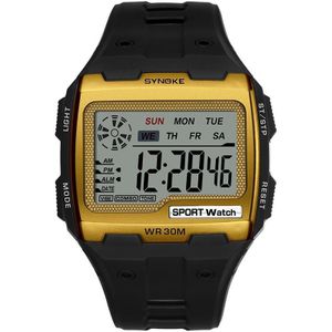 SYNOKE 9021 Square Sarge Screen Display Luminous Multifunctional Outdoor Men Sports Watch Digital Watch(Gold)