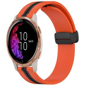 Voor Garmin Venu 20 mm opvouwbare magnetische sluiting siliconen horlogeband (oranje + zwart)