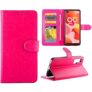 For Huawei Nova6 Crazy Horse Texture Leather Horizontal Flip Protective Case with Holder & Card Slots & Wallet & Photo Frame(Magenta)