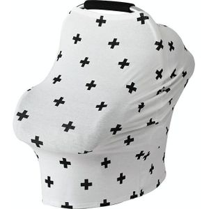 Multifunctional Cotton Nursing Towel Safety Seat Cushion Stroller Cover(Cross on White)
