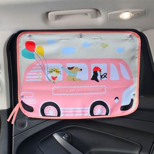 Pink Bus Pattern Car Large Rear Window Sunscreen Insulation Window Sunshade Cover  Size: 70*50cm