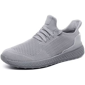 Flying Mesh Sports Shoes Casual Lightweight Running Shoes for Men  Size:47(Gray)