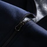 2 in 1 Winter Letter Pattern Plus Velvet Thick Hooded Jacket + Trousers Casual Sports Set for Men (Color:Dark Blue Size:XXXXL)