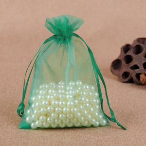 100 PCS Gift Bags Jewelry Organza Bag Wedding Birthday Party Drawable Pouches  Gift Bag Size:20x30cm(Blackish Green)