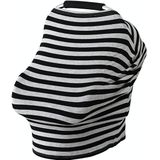 Multifunctional Cotton Nursing Towel Safety Seat Cushion Stroller Cover(Black Gray Stripes)