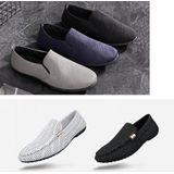 Man Casual Canvas Shoes One-Legged Lazy Cloth Shoes  Size: 44(Gray Dark Texture)