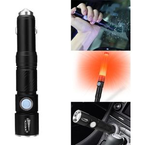 10W Aluminum Alloy Zoom LED Flashlight  Multi-function Light with Safety Hammer & 3-Modes