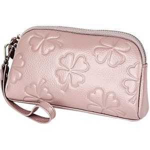 2026 Multifunctional Litchi Texture Women Large Capacity Hand Wallet Shell bag with Card Slots(Light Pink)