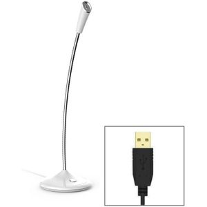 BK Desktop Gooseneck Adjustable USB Wired Audio Microphone  Built-in Sound Card  Compatible with PC / Mac for Live Broadcast  Show  KTV  etc.(White)