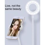 Universal Cell Phone Holder Bracket Selfie Ring Light with Microphone Clip & 3-Color Light Adjustment  for Studio Recording  Live Broadcast  Live Show  KTV  etc.(White)