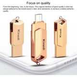 Kinzdi 128GB USB 2.0 Android Phone & Computer Dual-use Rotary Metal U Disk V8 (Rose Gold)