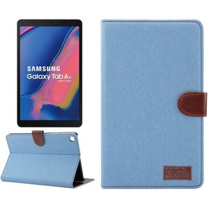 Denim Texture PC Horizontal Flip Leather Protective Case for Galaxy Tab A 8 (2019) P200 / P205  with Holder & Card Slots & Wallet & Photo Frame(Blue)