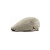 Thin Retro British Style Adjustable Shade Cotton Linen Beret(Beige)