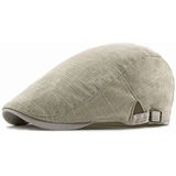 Thin Retro British Style Adjustable Shade Cotton Linen Beret(Beige)