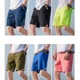 Summer Loose Casual Patch Cloth Quick-drying Shorts Polyester Drawstring Beach Shorts for Men (Color:Black Size:L)