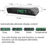 Solar Night Light Car Clock Automotive Electronic Clock Temperature Time+Date+Week+Temperature(White Light)