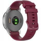 Voor Garmin Vivoactive 4S kleine geruite siliconen band (rode wijn)