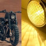 Motorcycle Black Shell Harley Headlight Retro Lamp LED Light Modification Accessories (Yellow)