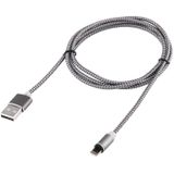 360 Degree Rotation 1m Weave Style 8 Pin to USB 2.0 Strong Magnetic Charger Cable with LED Indicator  For iPhone X / iPhone 8 & 8 Plus / iPhone 7 & 7 Plus / iPhone 6 & 6s & 6 Plus & 6s Plus / iPad(Grey)