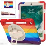 Shockproof Colorful Silicone + PC Protective Case with Holder & Shoulder Strap & Hand Strap For iPad 9.7 (2018)(Red)