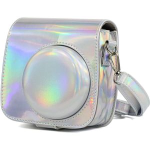 Aurora Oil Paint Full Body Camera PU Leather Case Bag with Strap for FUJIFILM instax mini 9 / mini 8+ / mini 8(Silver)