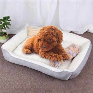 Dog Bone Pattern Big Soft Warm Kennel Pet Dog Cat Mat Blanket with Blanket Size: XXS  45×30×15cm (Grey White)