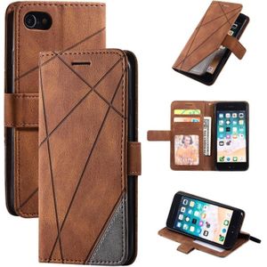 For iPhone SE 2020 / 8 / 7 Skin Feel Splicing Horizontal Flip Leather Case with Holder & Card Slots & Wallet & Photo Frame(Brown)