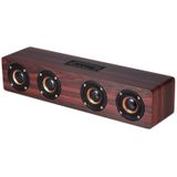 W8 Bluetooth 4.2 Speaker Four Louderspeakers Super Bass Subwoofer with Mic 3.5mm Support TF Card(Red Wood)