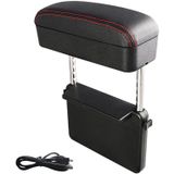 Universal Car Wireless Qi Standard Charger PU Leather Wrapped Armrest Box Cushion Car Armrest Box Mat with Storage Box (Black Red)