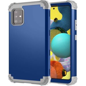 Voor Samsung Galaxy A51 5G PC + Siliconen Driedelige Shockproof Protection Case(Blauw)