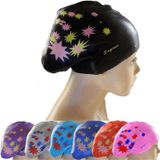 Printed Silicone Swimming Cap Waterproof Swimming Cap for Long Hair  Size:One Size(Purple)