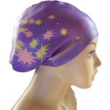 Printed Silicone Swimming Cap Waterproof Swimming Cap for Long Hair  Size:One Size(Purple)