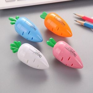 4 PCS Cute Creative Carrot Molding Plastic Pencil Sharpener  Size: 6.5x3.5cm Random Color Delivery