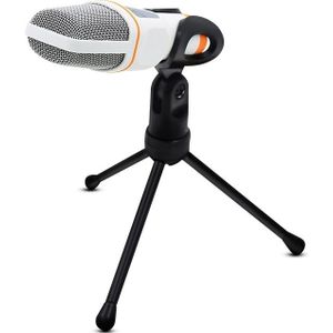 Yanmai SF666 Professional Condenser Sound Recording Microphone with Tripod Holder  Cable Length: 1.3m  Compatible with PC and Mac for Live Broadcast Show  KTV  etc.(White)