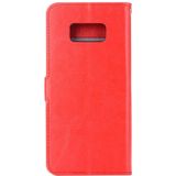 For Galaxy S8 Retro Crazy Horse Texture Horizontal Flip Leather Case with Holder & Card Slots & Wallet & Photo Frame & Lanyard(Red)