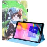 For Samsung Galaxy Tab A 10.1 2019 SM-T515 / SM-T510 Animal Pattern Horizontal Flip Leather Case with Holder & Card Slots & Photo Frame(Bib Kitten)