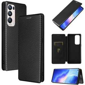 For OPPO Find X3 Neo Carbon Fiber Texture Magnetic Horizontal Flip TPU + PC + PU Leather Case with Card Slot(Black)