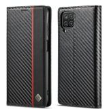 LC.IMEEKE Carbon Fiber PU + TPU Horizontal Flip Leather Case with Holder & Card Slot & Wallet For Samsung Galaxy A22 4G(Vertical Black)