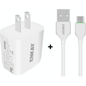 ENKAY Hat-Prince 20W PD Type-C + QC 3.0 USB Fast Charging Travel Charger Power Adapter with Fast Charge Data Cable  US Plug(With Micro USB Cable)