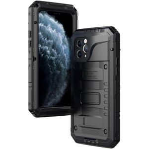 For iPhone 11 Pro Dustproof Shockproof Waterproof Silicone + Metal Protective Case(Black)