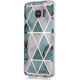 For Galaxy S7 edge Plating Marble Pattern Soft TPU Protective Case(Green White)
