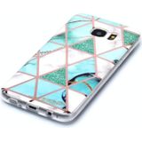 For Galaxy S7 edge Plating Marble Pattern Soft TPU Protective Case(Green White)