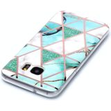 For Galaxy S7 edge Plating Marble Pattern Soft TPU Protective Case(Green White)
