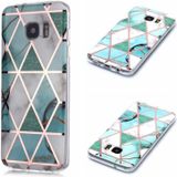 For Galaxy S7 edge Plating Marble Pattern Soft TPU Protective Case(Green White)