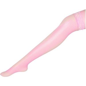 Sexy Linger Over Knee Socks Sexy Fishnet Lace Nylon Top Mesh Thigh High Stockings Pantyhose Long Tights(Pink)